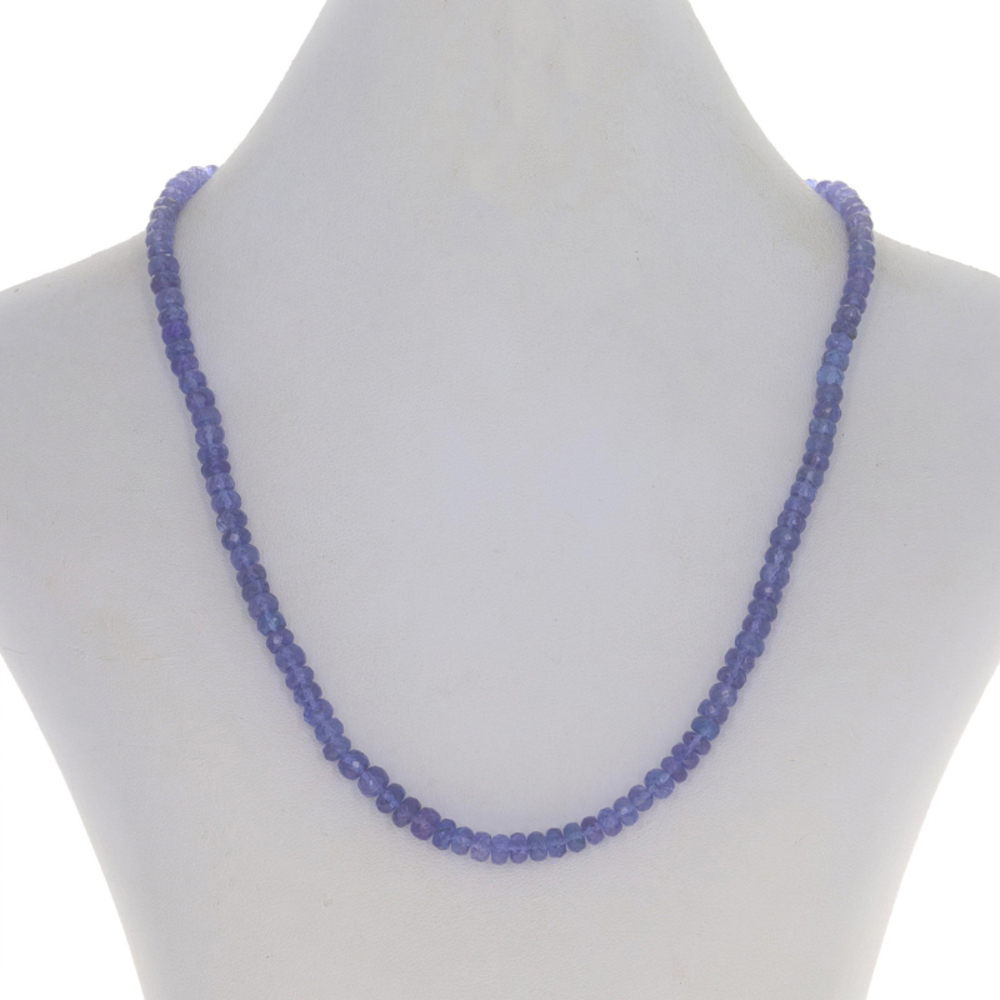 Yellow Gold Tanzanite Graduated Strand Necklace 16 3/4" - 14k Rondelle Beads